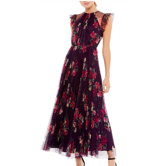 Mac Duggal Dresses & Skirts - Mac Duggal Floral Flutter Sleeve Midi Dress Large Style 2143